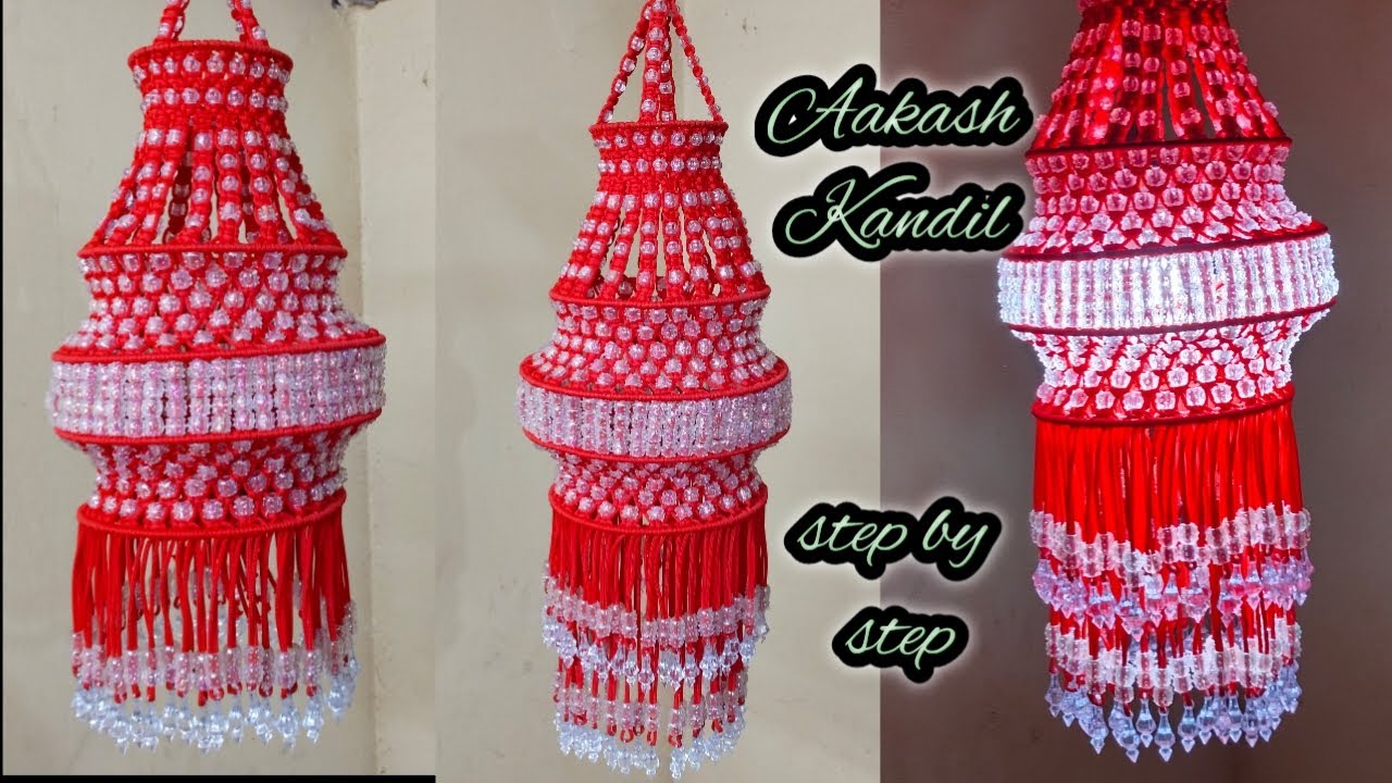 Macrame Aakash Kandil New Design 2024l Macrame Beaded Jhumar Tutorial Full Video| Macrame आकाशदिवा
