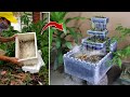 How to Build Unique Multi Level Waterfall Aquarium from Cement and Foam Box at Home