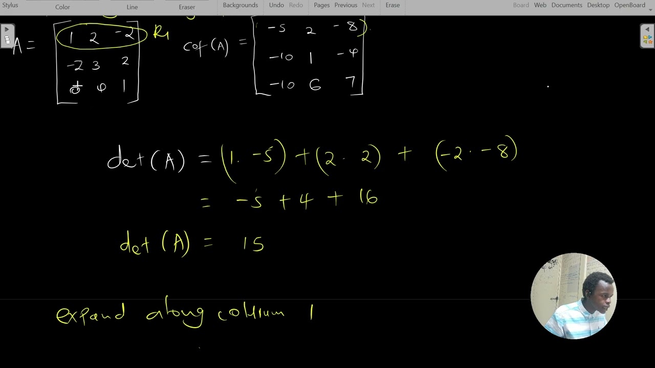 Finding determinants by cofactor expansion