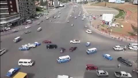 Drivers Navigate A Chaotic Intersection With No Traffic Lights In Ethiopia