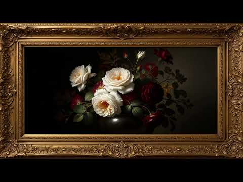 Luxury White Rose Still Life in 4K 🌹 Vintage Floral Painting Ambience for Elegant TV Decor