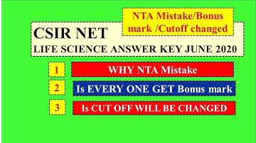 CSIR NET EXAM NOV 2020 RESULT || NTA MISTAKE || BONUS MARK || CUT OFF MARK || CSIR NET LIFE SCIENCE
