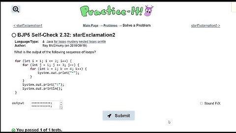 Java Practice It || 2.32 starExclamation2 || nested for loop