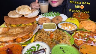 ASMR:EATING MASALA DOSA,MEDU VADA,IDLY SAMBAR,KOTHU PARATHA,KAARA BATH *INDIAN FOOD EATING SHOW*