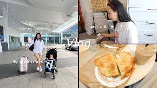 Travel day vlog | pack with me for vacation + flying with toddler for the first time.