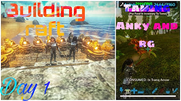 ARK Mobile - Fresh start Pvx Building raft and taming starter dinos [Day 1]