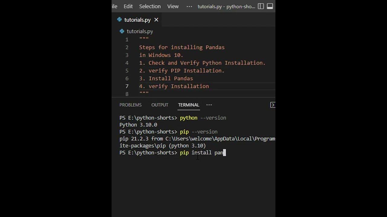 Python Pandas installation on Windows 10 #shorts #python # ...