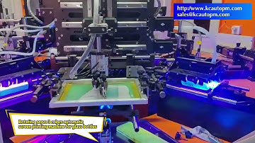 Automatic screen printing machine for glass bottles