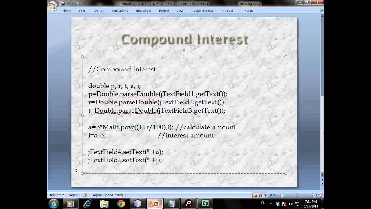 Compound Interest Calculator using Java NetBean IDE - YouTube