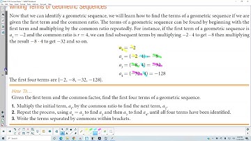 Math 10 9.3 Example 2 Writing the Terms of a Geometric Sequence
