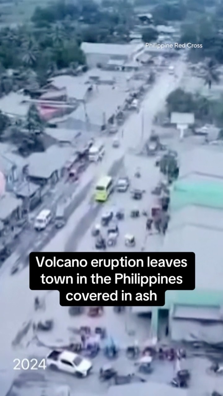 Volcanic eruption leaves town in Philippines covered in ash #shorts