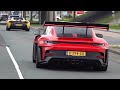 Supercars going flatout on the street  992 gt3rs novitec svj brabus 992 sf90 750s spyder 812sf