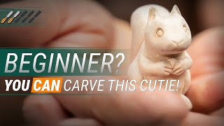 Carving a Tiny Squirrel Figurine from Wood | Beginner-Friendly Woodcarving