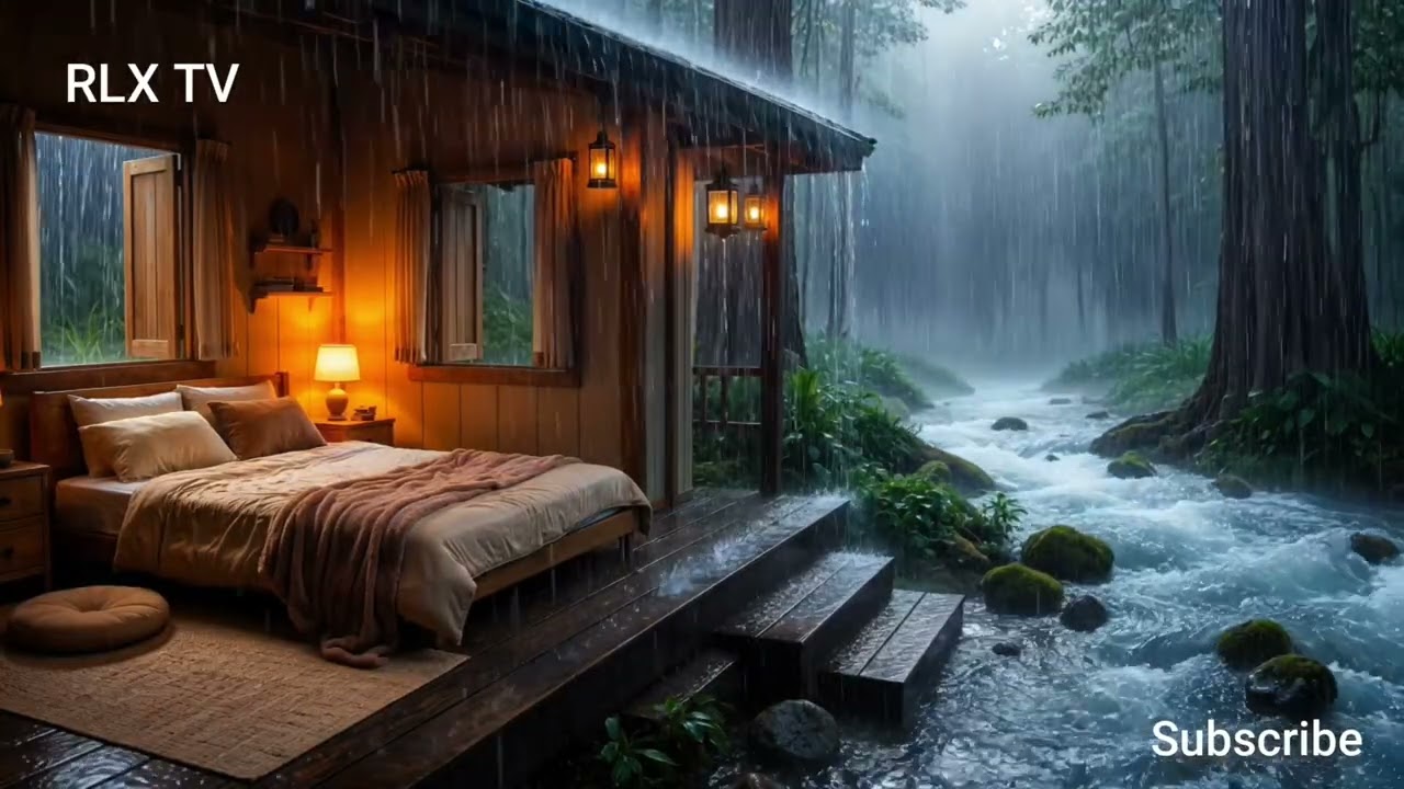 Relaxing music, piano & Flute mix, thunderstorm peaceful medieval sounds surround you for sleeping 💤