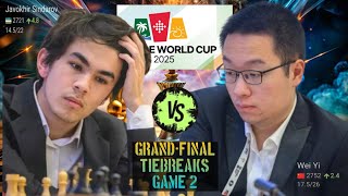 Champions!! Javokhir Sindarov vs Wei Yi in World Cup 2025 || chesscom
