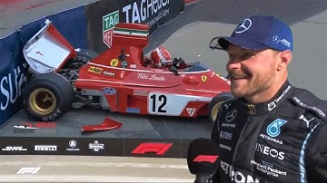 Bottas reacts to Charles Leclerc crashing Niki Lauda
