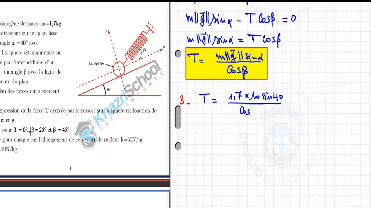 Exercice 2 equilibre d'un solide soumis à 3 force 2eme sci et info