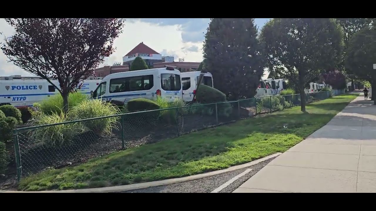 NYPD Mobilizing At The Bay Plaza Parking Lot In Coop City, The Bronx