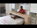 HDB 4 rm. Movable Study Table. Wall bed / Hidden Bed Queen HWB +Pillow Box+Wardrobe+Storage.HWB HUB