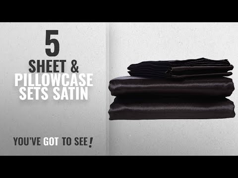 Top 10 Sheet & Pillowcase Sets Satin [2018]: Honeymoon Luxury Satin Bed Sheet Set, Ultra Silky Soft,