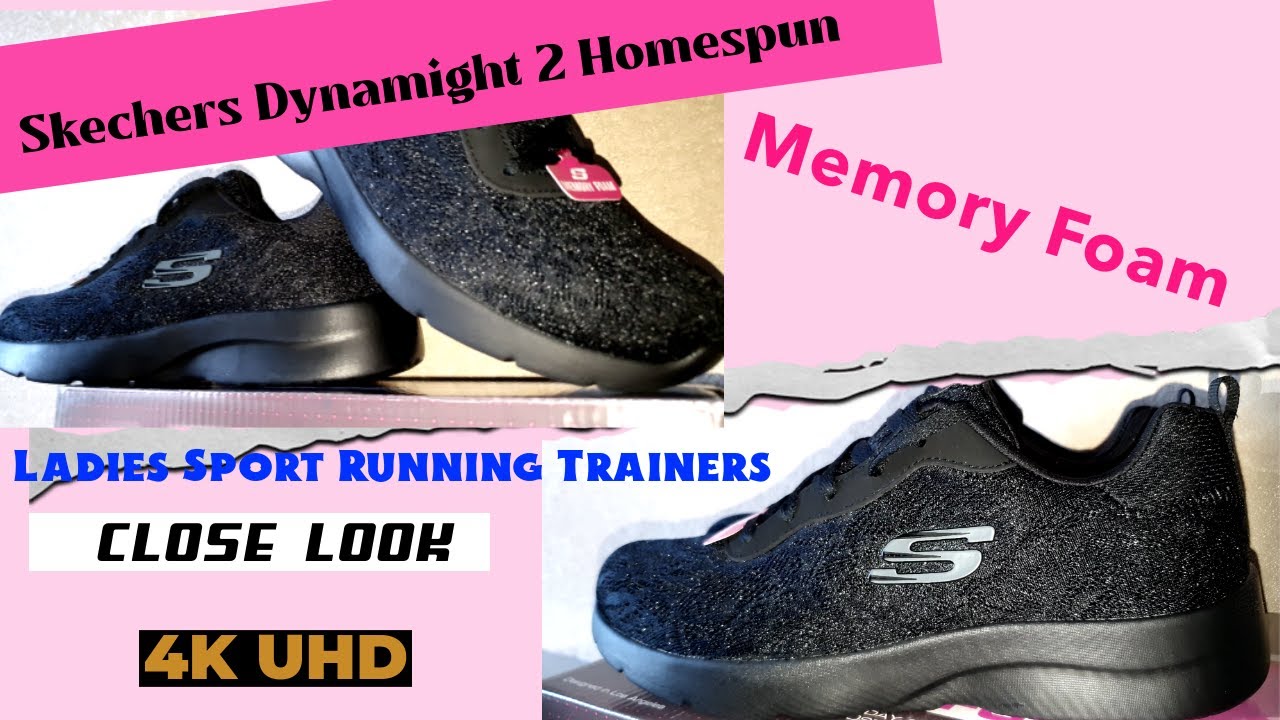 Skechers Dynamight 2 Homespun Memory Foam Ladies Trainers CLOSE LOOK UHD - YouTube
