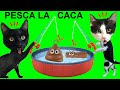 Pesca y atrapa la caca de juguete juegos divertidos para gatos graciosos luna y estrella