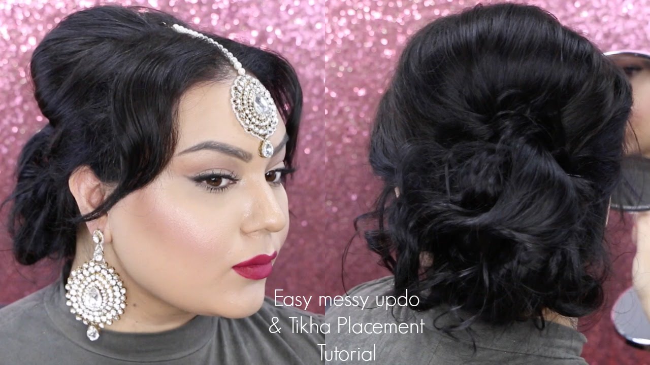 Easy Updo For Indian Wedding Guest And How To Place A Tikha Gurp