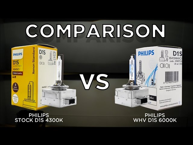 PHILIPS 4300K OEM D1S vs. 6000K White Vision (WHV) D1S Bulbs by using Valeo  D1 Projector. 
