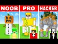 Noob vs pro vs hacker golem statue house build challenge in minecraft