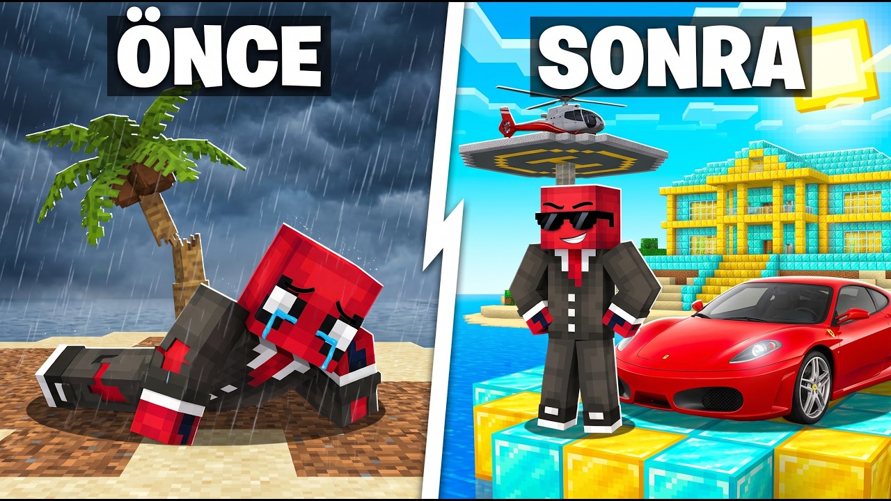 ZENGİN VS FAKİR: Yüzen Ada Kapışması (Minecraft)