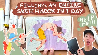 Filling an ENTIRE Sketchbook in 24 hours (send help 😳🤚🏼)