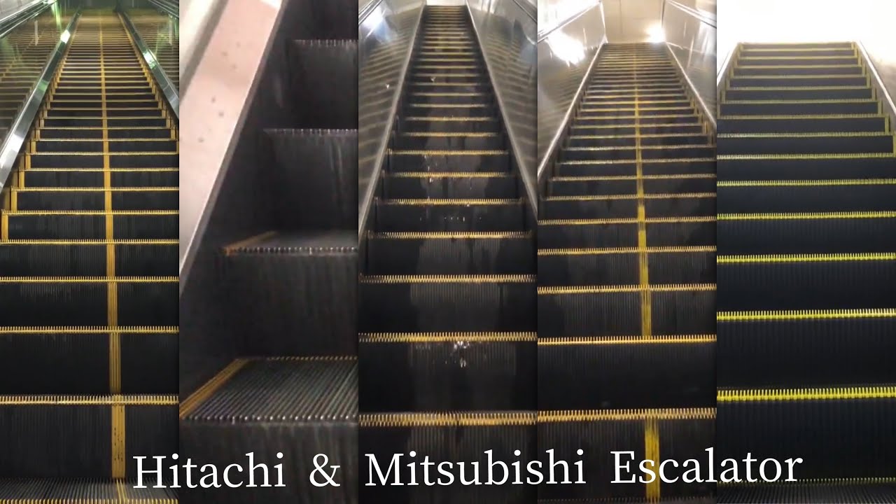 【通路もエスカも長い+レア】名古屋市営地下鉄八田駅の日立エスカレーター(一部三菱) Long Escalator Sudway