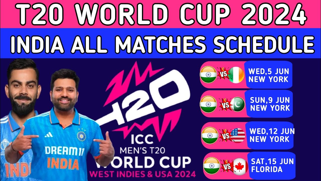ICC T20 WORLD CUP 2024 Team India All Matches Full Schedule India