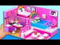 How To Make Pink Miniature House from Cardboard for Two (Easy) | DIY Miniature Cardboard House #20