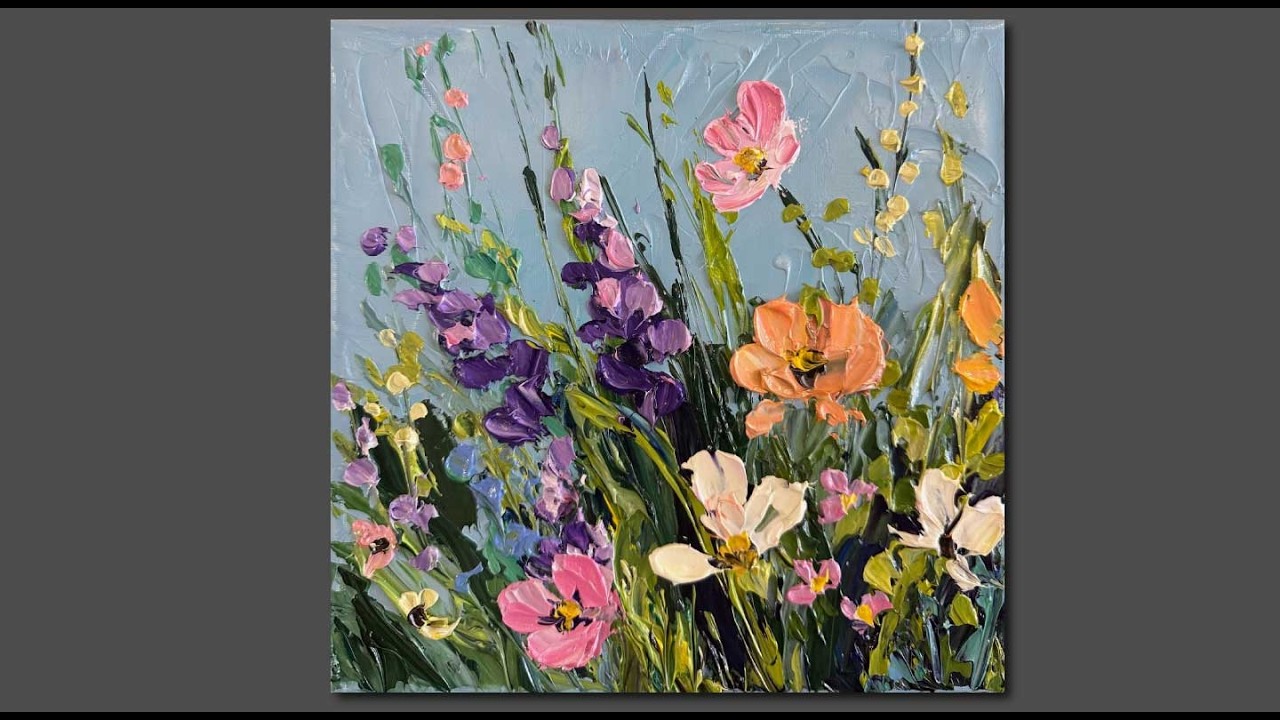 Acrylic palette knife painting flowers/ acrylic painting techniques