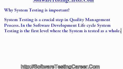 Software testing interview questions tutorials why system testing is important Video by Technical Interview Questions