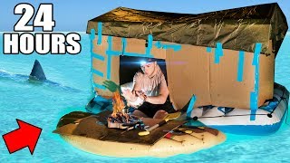 24 HOUR BOX FORT BOAT SURVIVAL CHALLENGE!