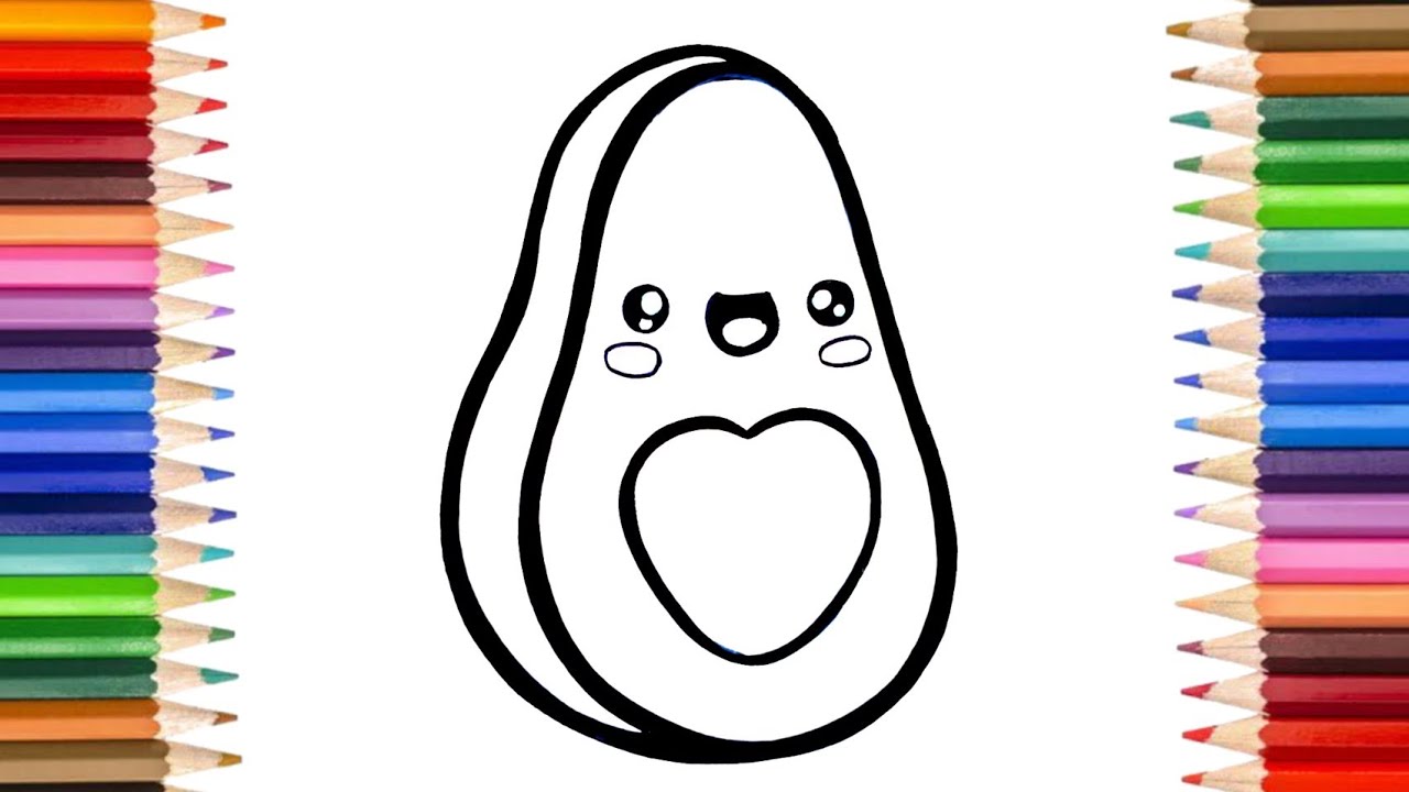 Cute Avocado || Drawing Painting and Colouring for kids and toddlers || How to draw an Avocado