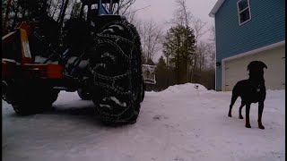 Baby NorEaster  Snow Plowing with a 2WD Tractor & Double Plow  Yes It CAN!!!