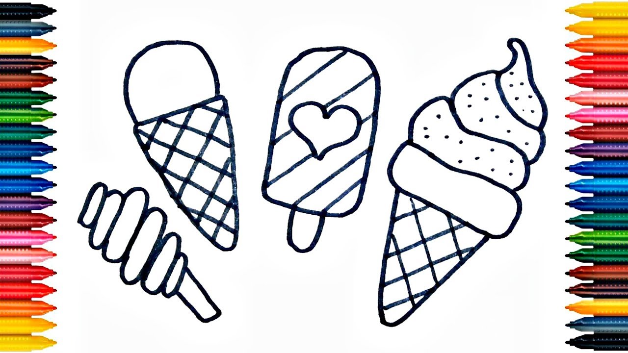 Ice Cream Drawing Ice Cream Coloring Book Fun Painting Ice