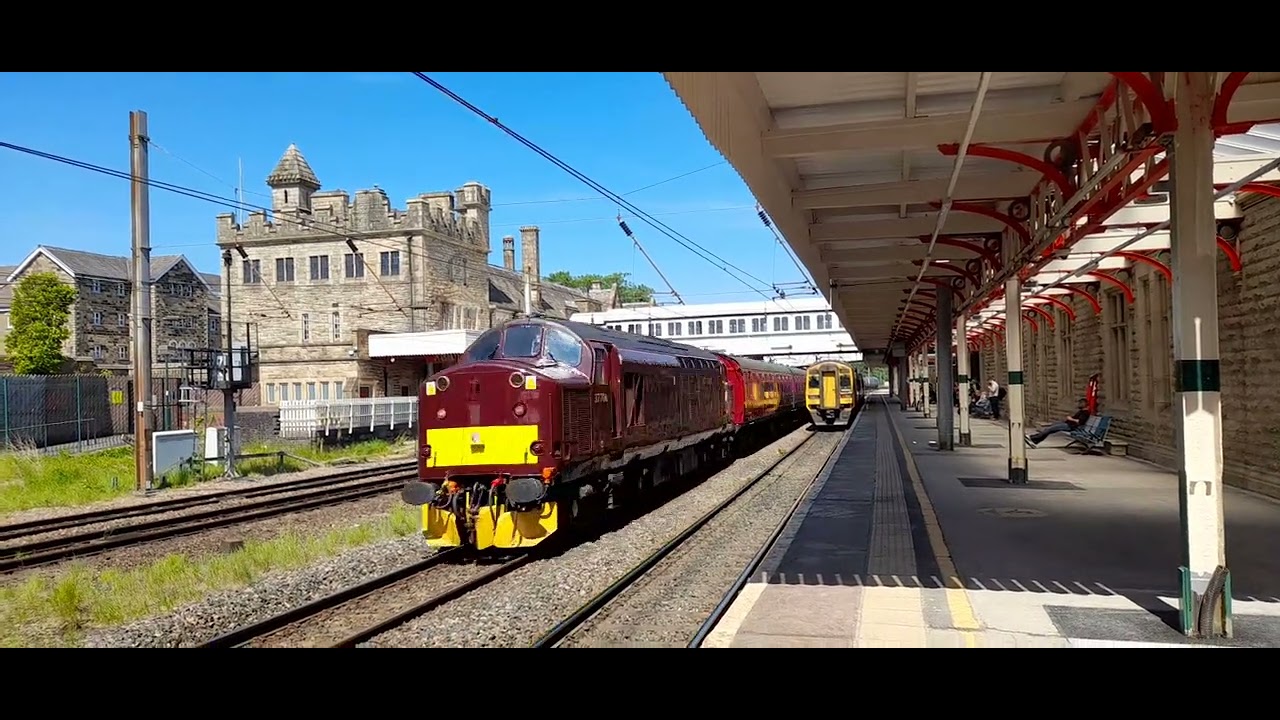 37706 5z57 Carnforth to Kidderminster SVR,Lancaster Castle Station 14/5 ...