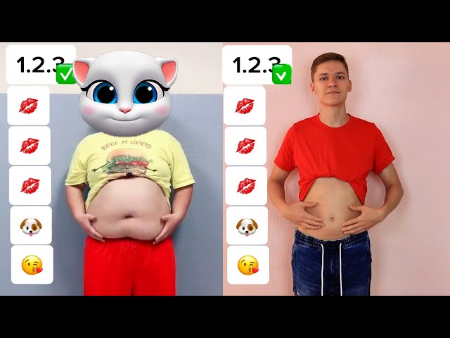 Funniest Talking Angela - Repeat after Fat Tummy Emoji Dance class=