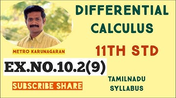 11th Std Maths Ex.10.2(9) Find derivatives of the Function y= (sinx)/(1+cosx)