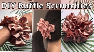 DIY Ruffle Scrunchies | How to sew a ruffle scrunchie | Pretty satin scrunchie tutorial