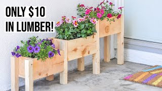 These DIY Cedar Tiered Planter box plans are the perfect beginner woodworking project! They can be built with only $10 in Lumber 