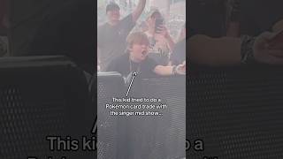 Kid does the HARDEST Pokémon card trade with singer mid show 🔥😳 #pokemon #pokemoncards #livemusic