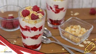 Himbeer-Traum im Glas I Schichtdessert mit Himbeeren I Glasdessert für den Sommer