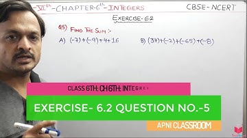 Q5) Ex 6.2 Class 6 Maths Chapter 6 Integers | Maths Class 6th CBSE NCERT By Er. Deepak Garg