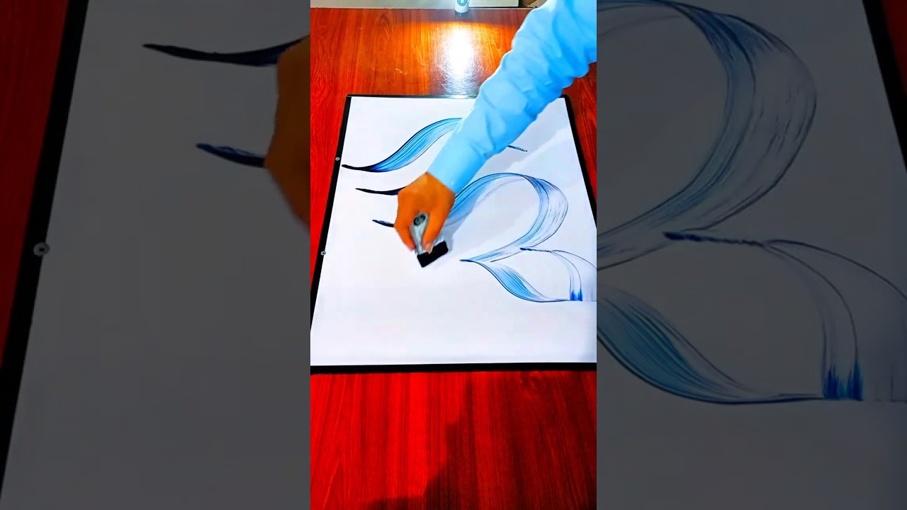Creating Allah Name With Blue Ink & a Card 💙✨ | Arabic Art #Shorts