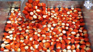 Fresh! Making jam and ice cream with strawberries / korean strawberry factory